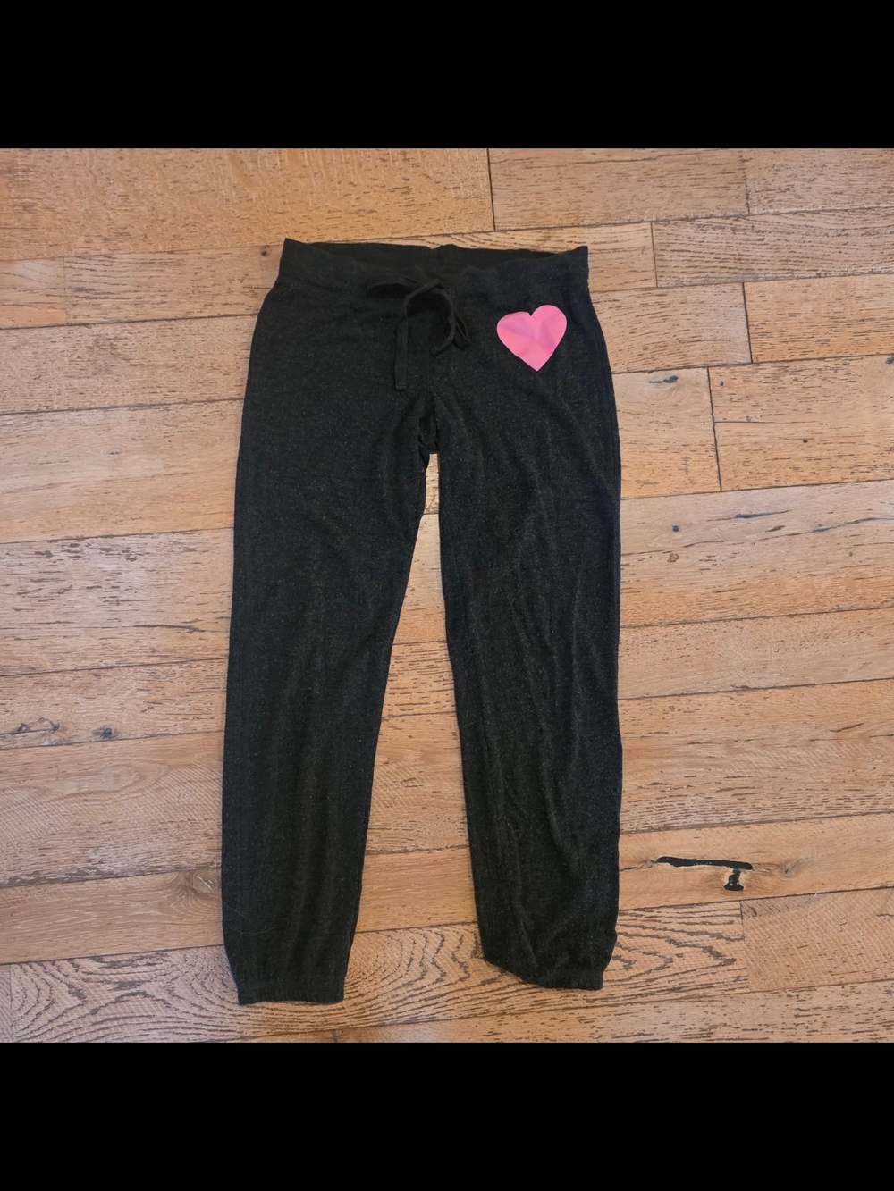 Aeropostale Charcoal Gray Lounge Joggers with Pink Heart Accent